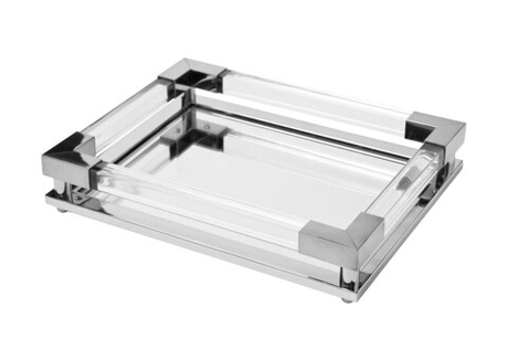 Поднос декоративный 32х25х5см Garda Decor серебряный