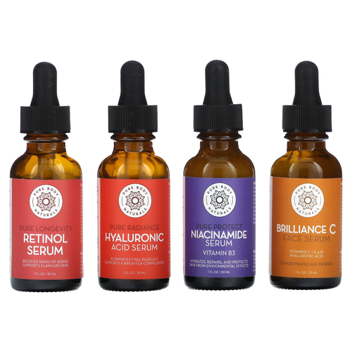 Pure Body Naturals, Набор сывороток для лица, набор из 4 предметов, 30 мл (1 жидк. унц.)
