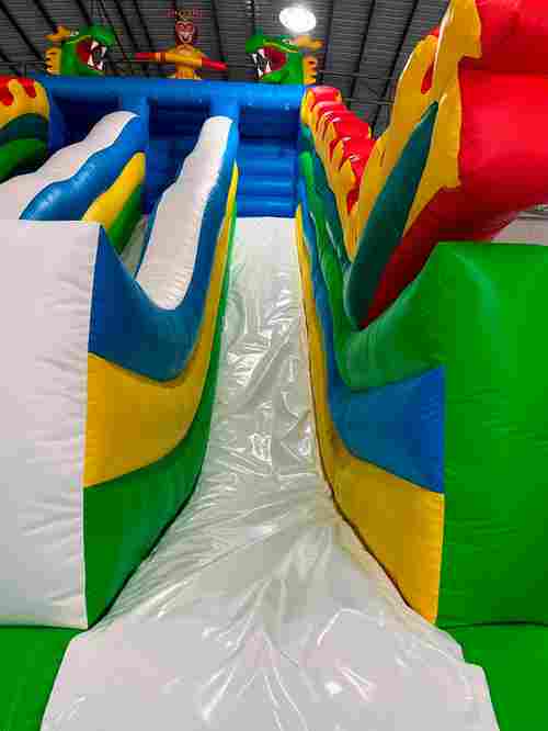 Коммерческий надувной батут-горка с бассейном «Спуск Дракона», 13*6*7,5 м