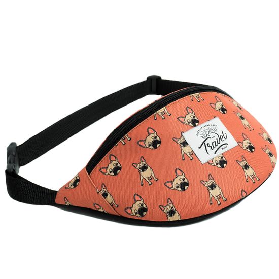 Поясная сумка Travel. Мопсы. Персиковый