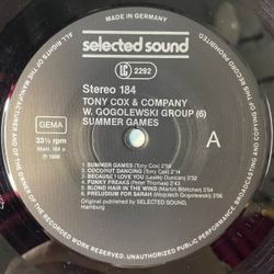 Винтажная виниловая пластинка LP Tony Cox and Company Summer Games (Germany 1986)