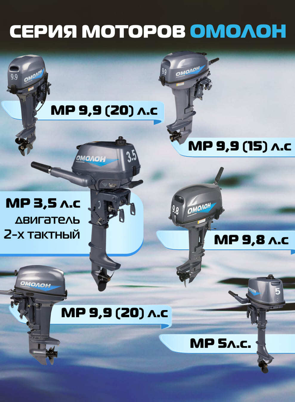 Двухтактный лодочный мотор 3,5 | ОМОЛОН MP 3.5 AMHS