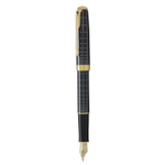 Перьевая ручка и чехол из кожи Parker Sonnet F531 PREMIUM Dark Grey Laquer GT, перо:F, золото 18К