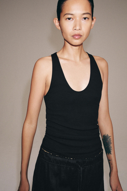 ZARA ТОП ИЗ ХЛОПКА СУПИМА®, ЧЕРНЫЙ