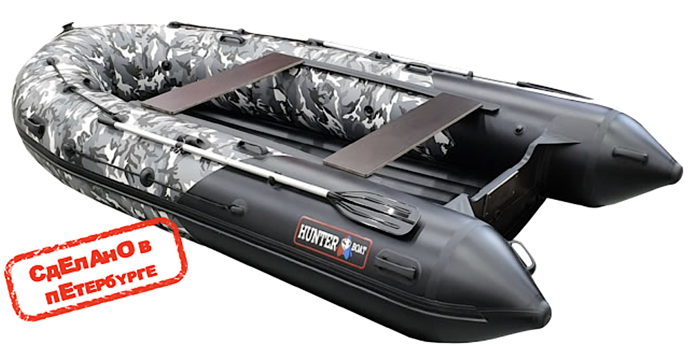 Лодка ПВХ Hunterboat Хантер Про 380Pro Серый КМФ 3802413