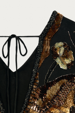 ZARA X MARISA BERENSON ПЛАТЬЕ С ВЫШИВКОЙ, ЧЕРНЫЙ