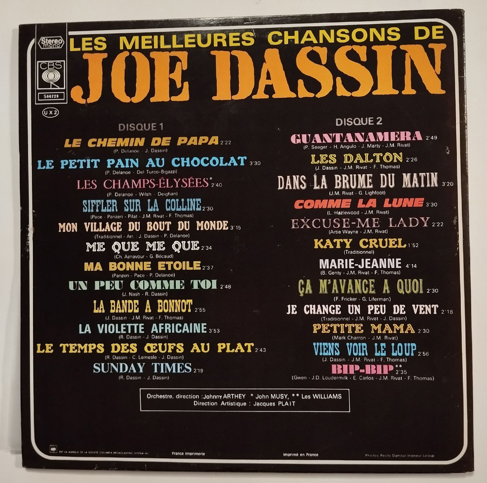 Винтажная виниловая пластинка LP Les Meilleures Chansons De Joe Dassin (France 1975)