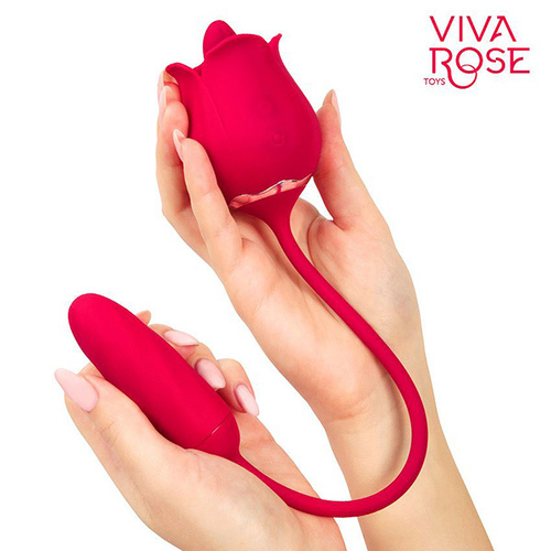 Малиновый двойной вибростимулятор с язычком Bior Toys Viva Rose RT-34001