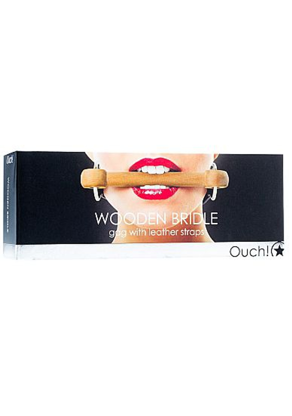 Черный кляп Wooden Bridle с деревянным трензелем (Цвет: черный)