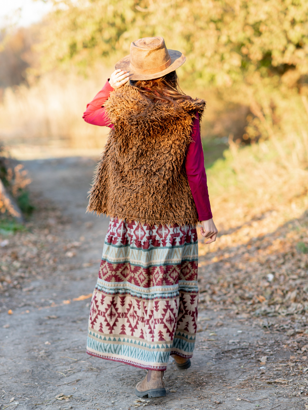 Длинная шерстяная юбка с орнаментом