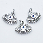 Подвеска Глаз, цвет серебро, фианиты, размер 11*13 мм, цена за 1 шт