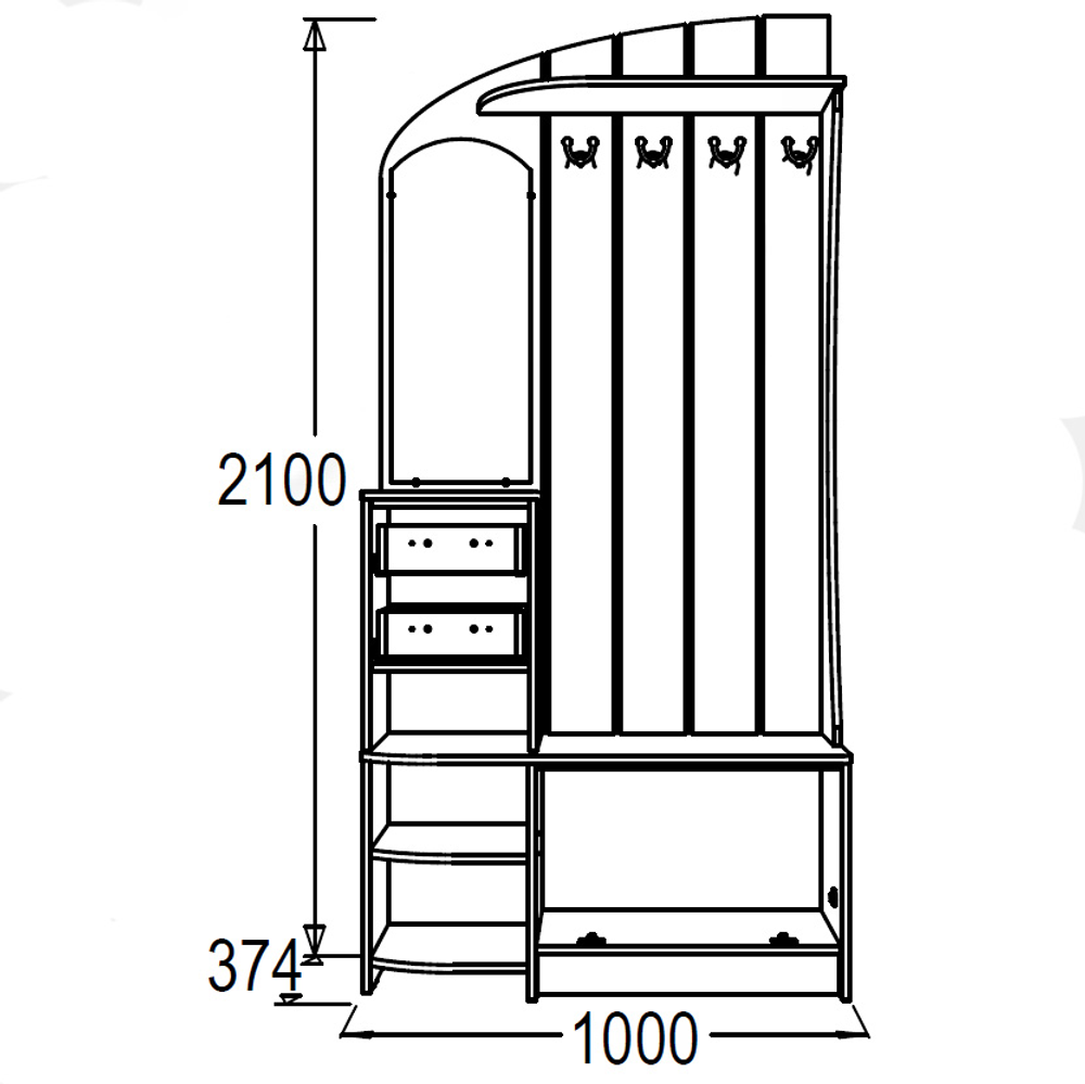 Прихожая Саша 14 яс.анкор темн/яс.анкор св