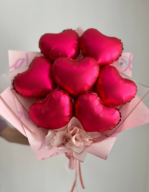 Букет из сердец сатин красный №4691