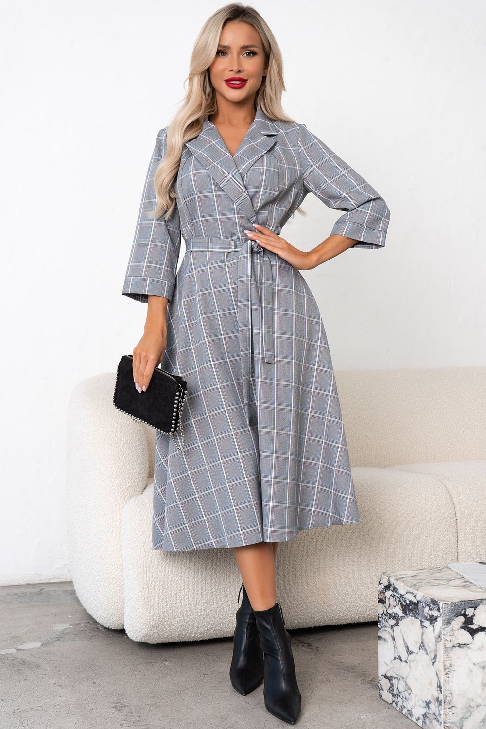 Платье в клетку (серый) Р11-1225/3 Nikol