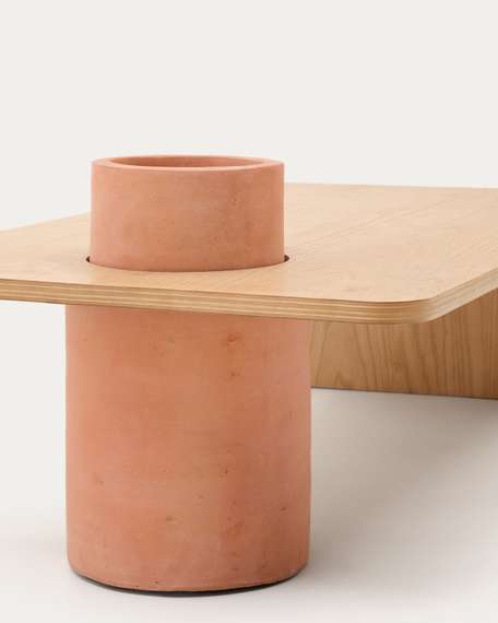 Журнальный столик Olaria терракотовый с дубовым шпоном, 110x60 см