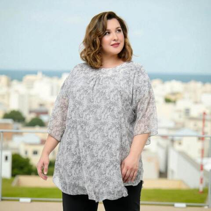 Туника с кокеткой, шифон Нежный