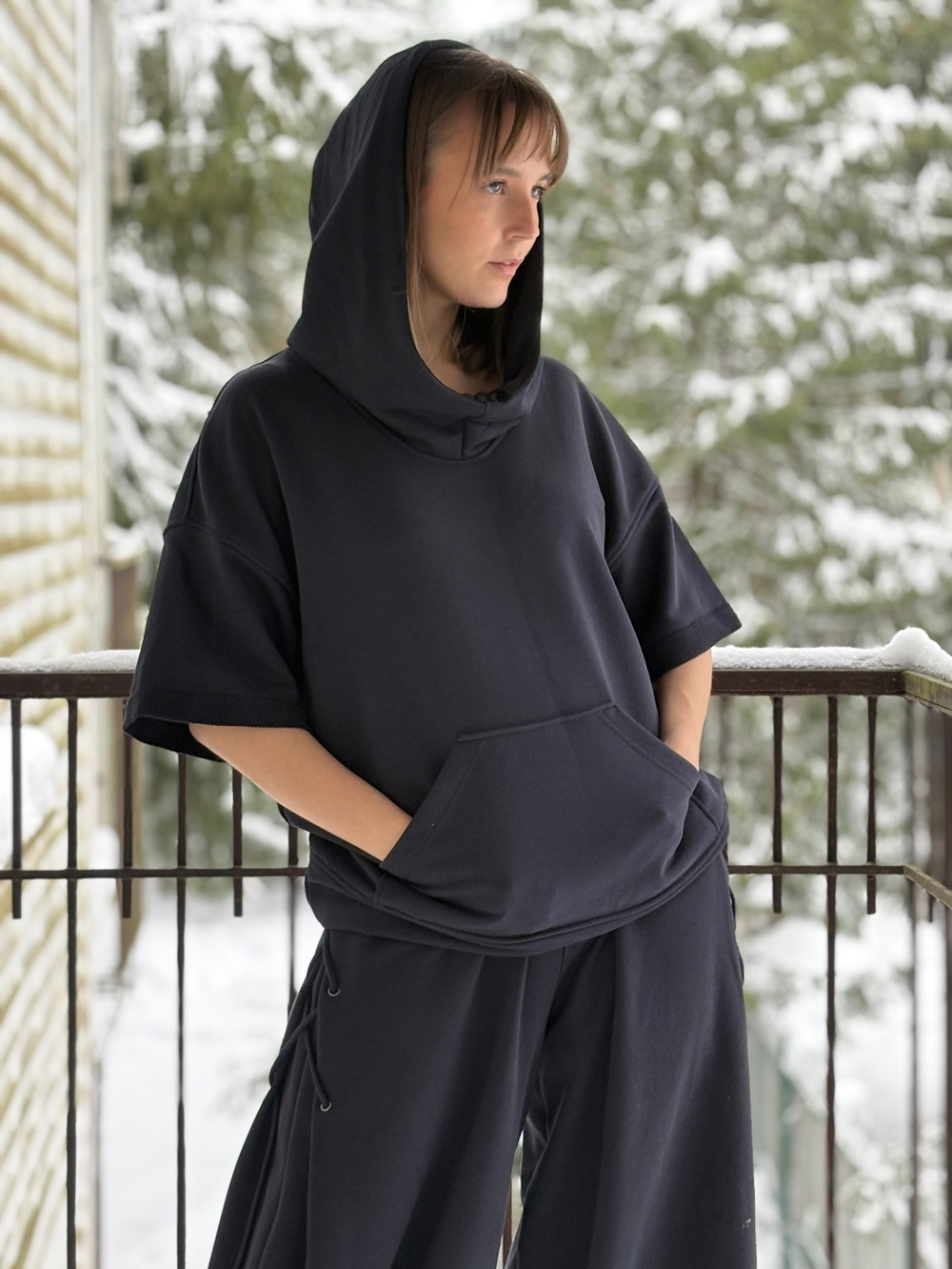 Худи с коротким рукавом синий / унисекс / петля