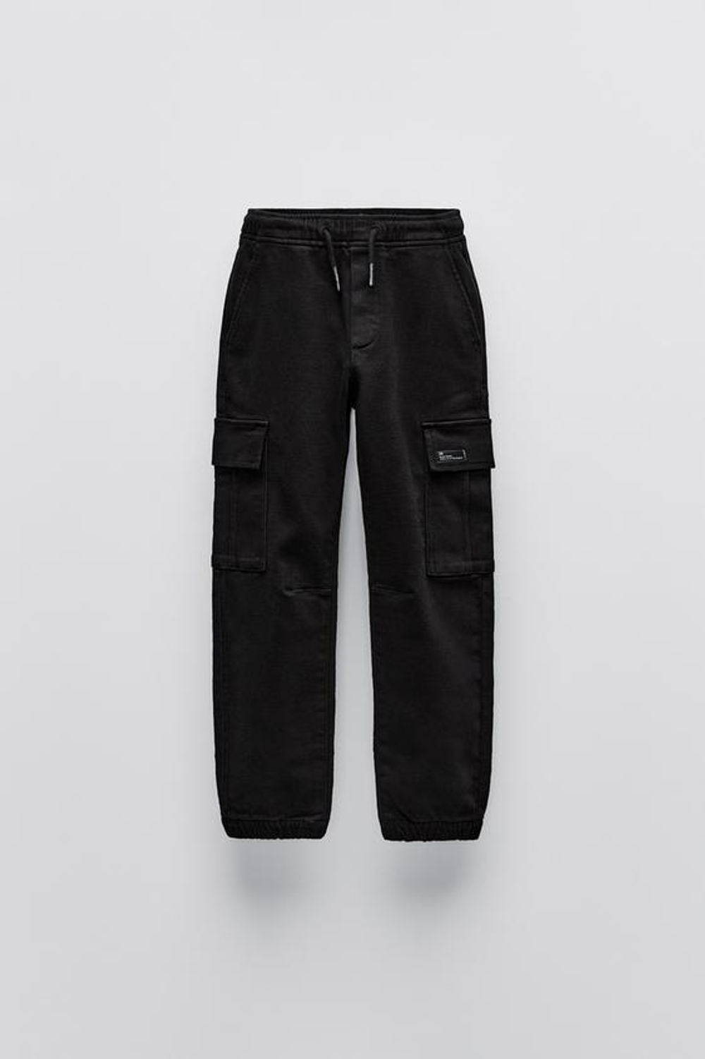 ZARA БРЮКИ КАРГО SOFT, ЧЕРНЫЙ