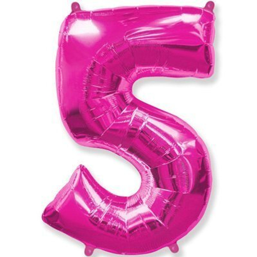Шар фольгированный ЦИФРА "5" 40" Fuchsia с гелием