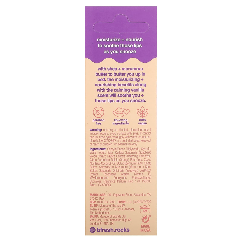 b.fresh, Got That Pillow Pout, ночная сыворотка для губ, с ванильным вкусом, 15 мл (0,5 жидк. унц.)