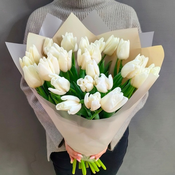 Букет из 27 белых тюльпанов