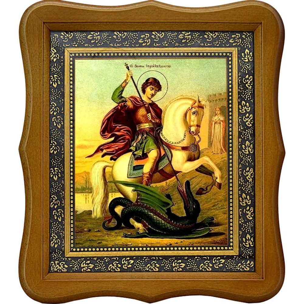 Святой Георгий Победоносец (Чудо о змие). Икона на холсте.