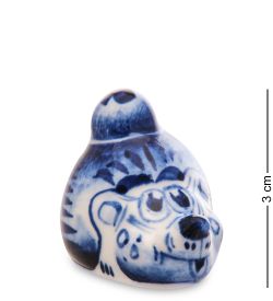 ГЛ- 735 Фигурка «Еж с яблоком» (Гжельский фарфор)