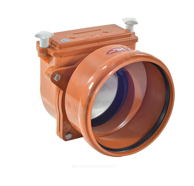 Клапан обратный канализационный коричневый Дн 200 б/нап с заслонкой из нерж стали, монтажным лючком HL 720.0