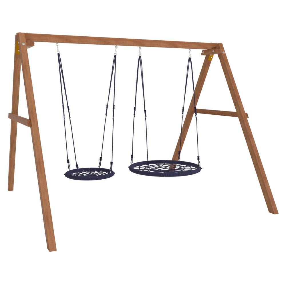 Деревянные качели с качелями гнездо 60 см и качелями гнездо 100 см