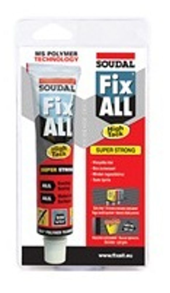 Клей-герметик Soudal FIX ALL Нigt Tack белый 320кг/10кв.см. (динамическ.нагрузка) 80мл  122392
