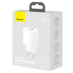 Зарядное устройство Baseus Compact Quick Charger U+C 20W - White