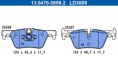 ATE - 13047038592-ATE - Brake Pad Set, disc brake