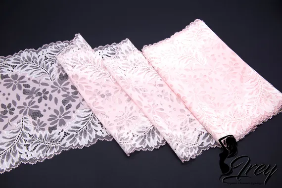 03-205 ОПТ Кружево эластичное 22 см, розовый/белый