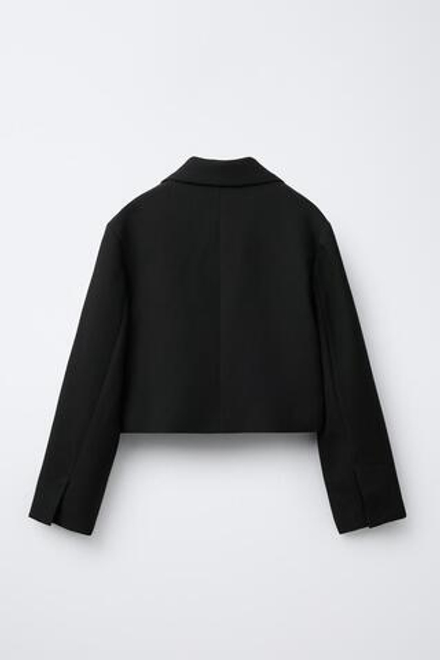 ZARA УКОРОЧЕННЫЙ БЛЕЙЗЕР, ЧЕРНЫЙ