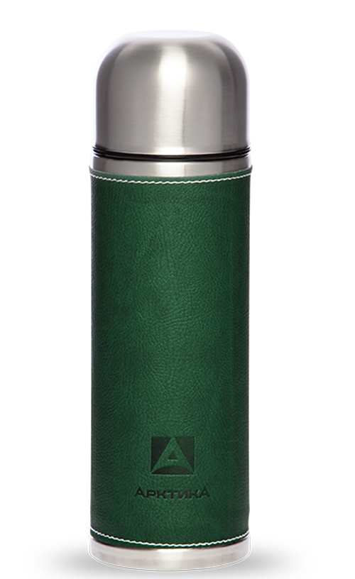 Термос Арктика 108-1000 в кожаной оплетке (1 литр) синий