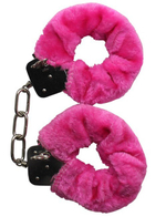 Металлические наручники с розовым мехом (Цвет: розовый с серебряным)