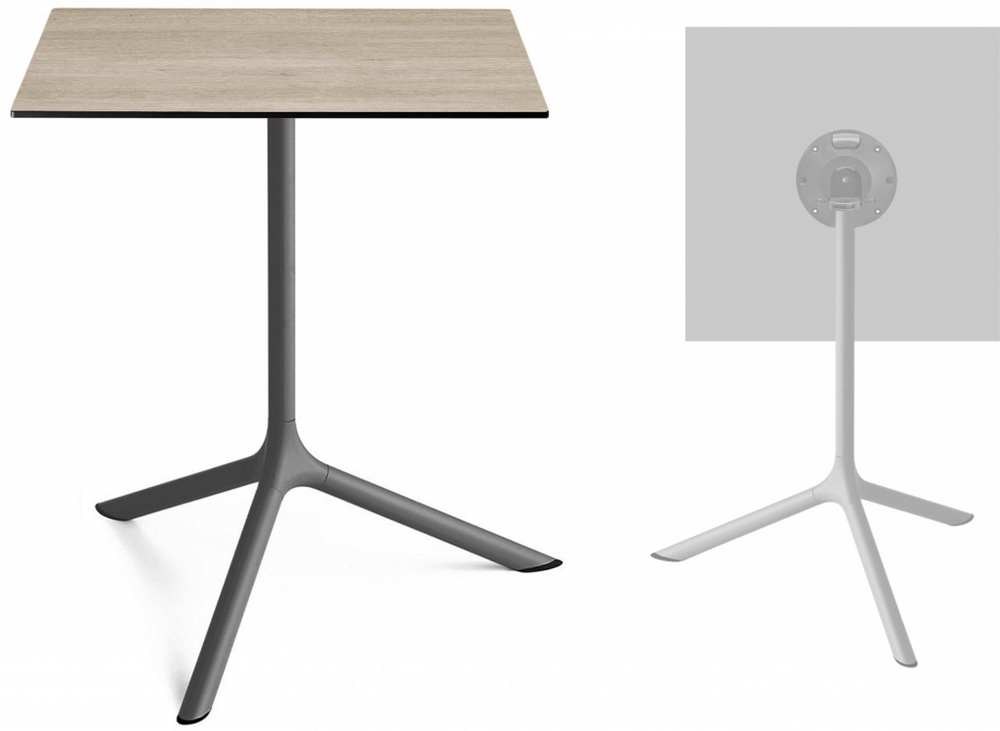 Стол ламинированный обеденный складной Scab Design Tripe Maxi Folding, антрацит, состаренный дуб тортора