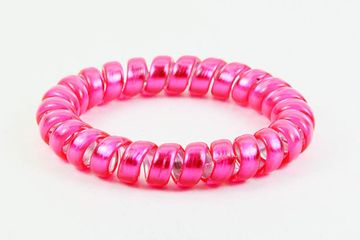 Резинка для волос "Спираль" (розовый/серебро)