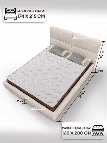 Торонто (Rossa) Кровать двуспальная с основанием 1400мм/1600мм/1800мм