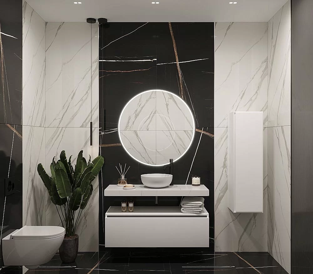 Тумба с раковиной и столешницей Armadi Art Flat 120 белый глянец