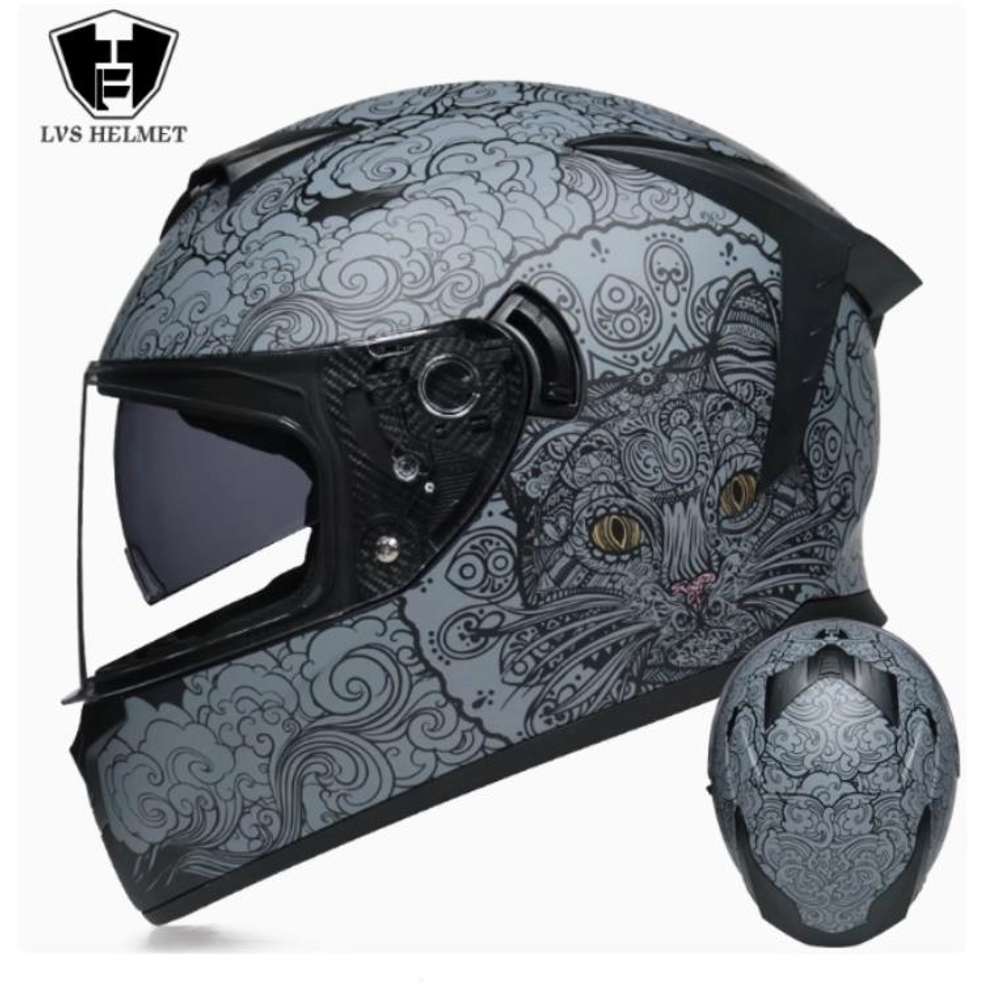 Шлем интеграл LVS HF-702 Серый кот L