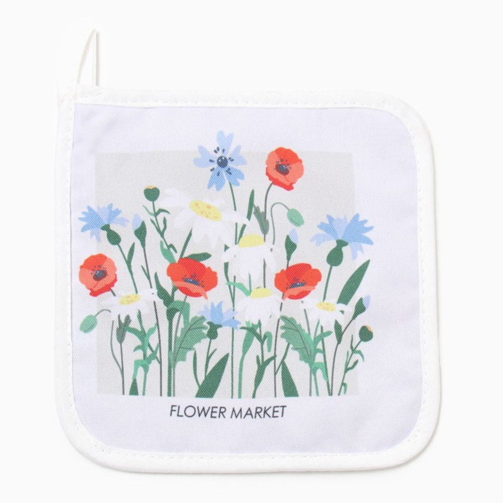 Набор кухонный «Доляна. Полевые цветы»: варежка 20×28 см, прихватка 17×17 см, 35% хлопок, 65% п/э