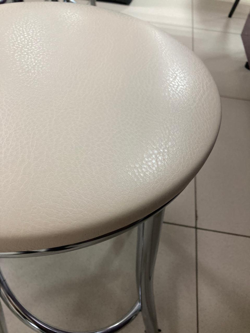 Табурет Сфера каркас хром основание круг экокожа ваниль