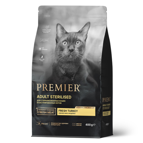Premier Cat Sterilised Turkey Сухой корм для стерилизованных кошек с индейкой, 400гр