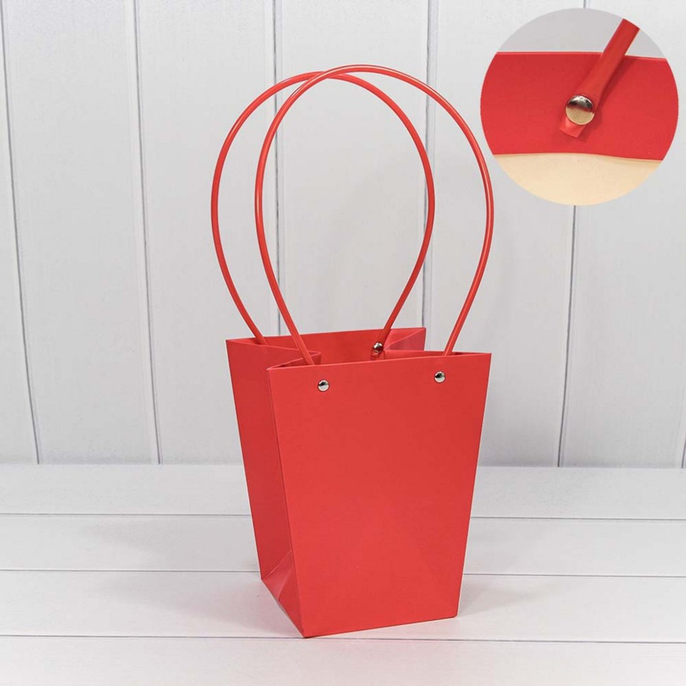 Пакет подарочный 20х17х12см Ваза для цветов (Красный)