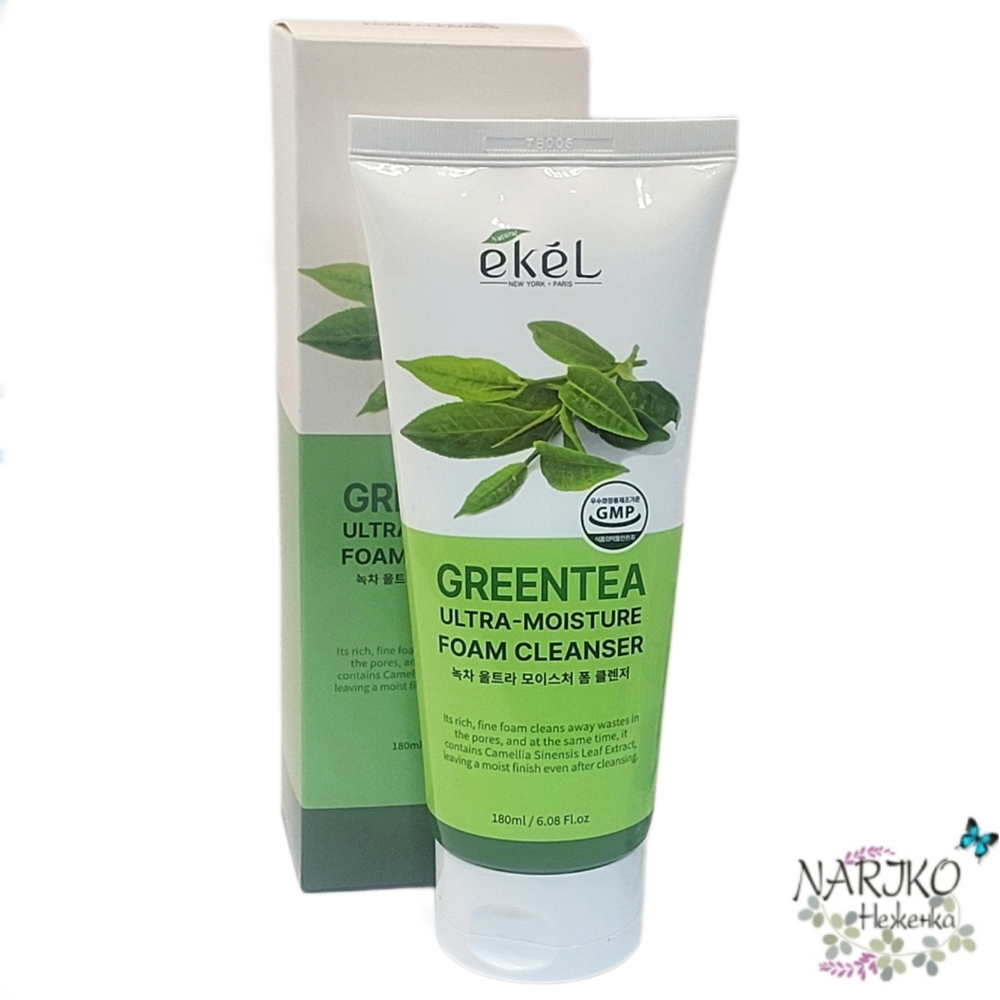 Пенка для умывания с экстрактом Зелёного чая EKEL GREENTEA Ultra-Moisture Foam Cleanser Aloe, 180 мл.