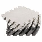 Коврик-пазл напольный 1,2х1,2 м, 16 шт., 30х30 см, толщина 1 см, серый, светло-серый, ЮНЛАНДИЯ, 664811