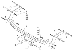 Фаркоп AvtoS RN 11 для Renault Sandero 2014-, Dacia Sandero 2013-(паспорт и сертификат в комплекте)(без электрики)