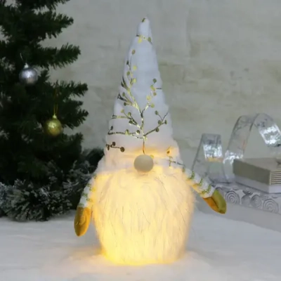 Сувенир новогодний «Лесовичок - Затейник» 41*13 см, Серебро (с подсветкой)