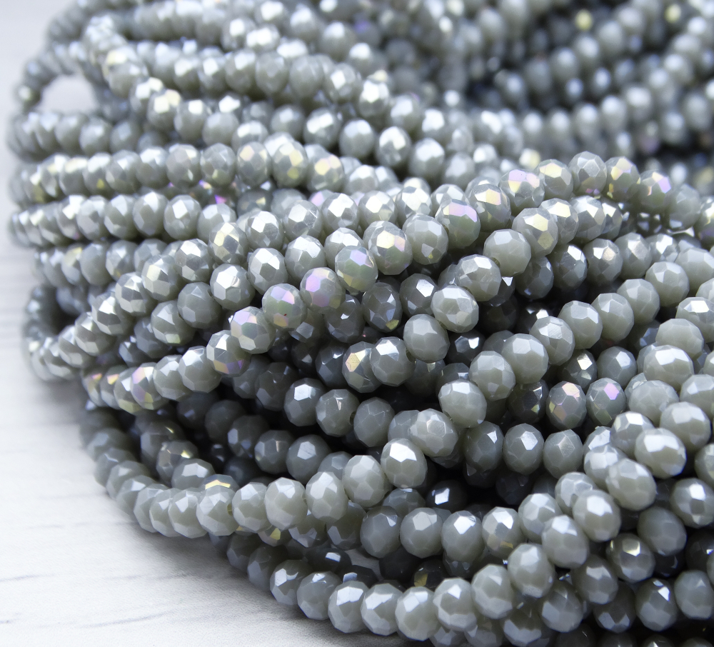 БН021ДС46 Хрустальные бусины "рондель", цвет: серый AB непрозр, 4х6 мм, кол-во: 58-60 шт.